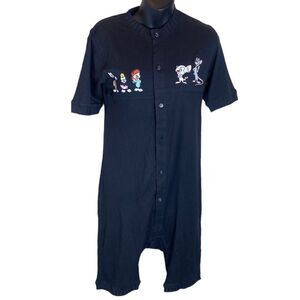 Warner bros animaniacs m/l black pajama romper onesie w butt flap